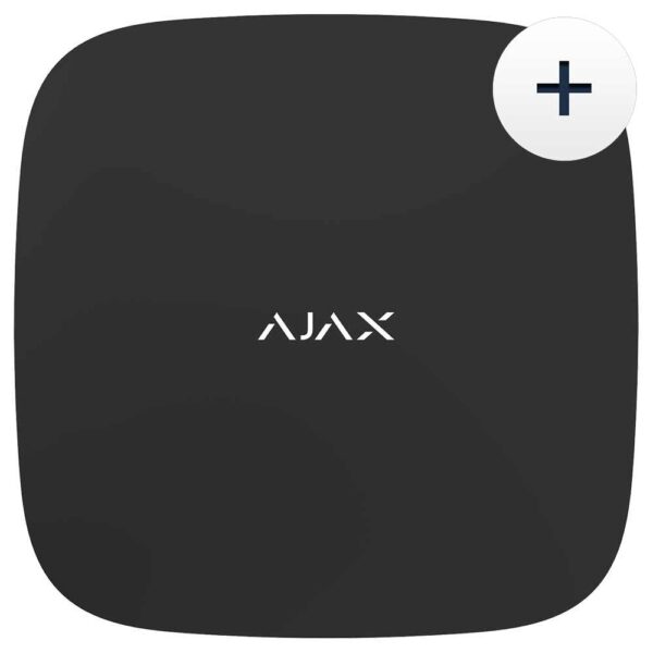 Ajax Hub2 plus - svart är en centralenhet för hem och företagslarm
