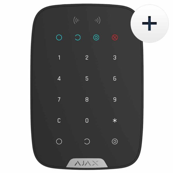 Ajax Keypad Plus svart - larmstyrning och kontrollpanel för hemlarm och företagslarm - Passerkort och larmtag